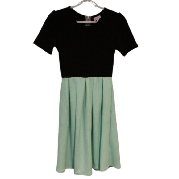 2/$50 🏷 Lularoe Black & Aqua Amelia Dress Size XS BNWT - Picture 1 of 4